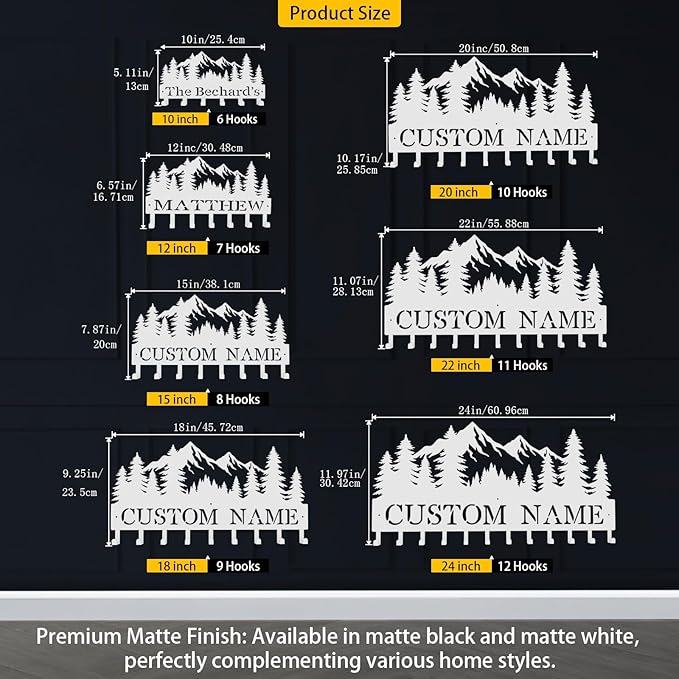 Custom Metal Key Rack Hooks, Personalized Key Holder for Wall, Forest, Mountain Theme Wall Decoration Hooks, Key Hanger Organizer for Living Room, Entryway, Bathroom, Kitchen Decor