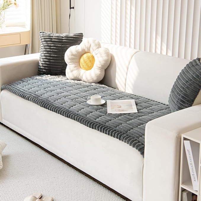 Sofa Cover Fuzzy Couch Cover for Pet, Couch Covers for Dogs Washable Non-Slip Sofa Slipcover Cushion Protector Pets Friendly Mat Bed