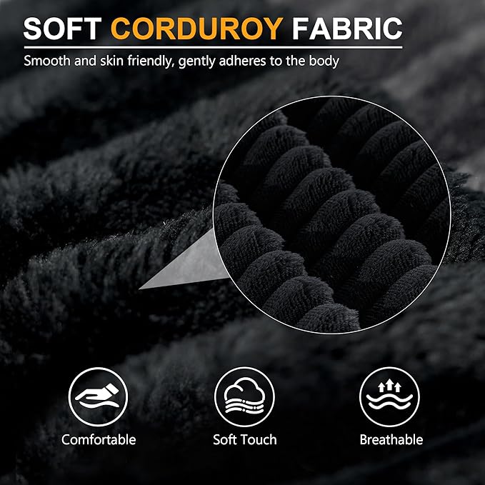 63" Corduroy Loveseat Sofa, 2-Seater Cloud Couch, Boneless Couch in a Box, Comfy Deep Seat Sofa with Memory Foam, Pillows and Wide Armrests, Modern Small Couches for Small Spaces, No Assembly (Black)