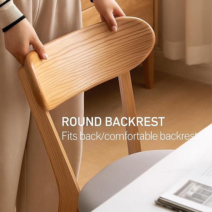 Solid Wood Dining Chairs Set of 6 - Gray Padded Upholstered,Heavy Duty Solid Oak Dining Chairs Suitable for Restaurants, Kitchens,Offices,Home or Commercial Use,400 lbs Capacity