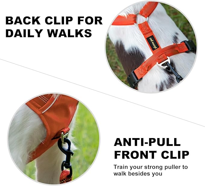 Plutus Pet No Pull Dog Harness, Reflective Adjustable Dog Vest Harness with Handle, Escape Proof, Soft Padded for Small Medium Large Dogs (Orange, XS)