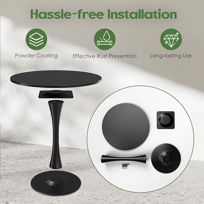 Stary 31.5" Small Round Dining Tulip Table Seats Up to 2-4 People,Wood Tabletop with Metal Pedestal Base