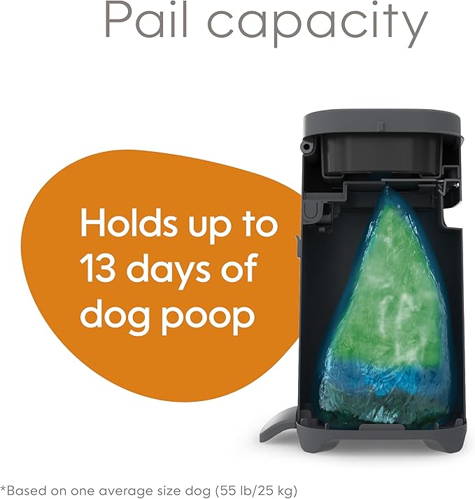 Pail | Dog Waste Disposal System for Odor Control with 1 Starter Refill (14ft) + 1 Pet Genie Jumbo Refill (28ft) Bundle
