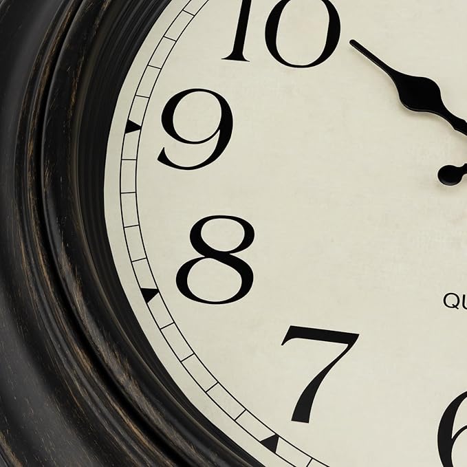 Foxtop Large Wall Clock 18 Inch Silent Non Ticking Battery Operated Classic Vintage Retro Wall Clock Decorative for Living Room Kitchen Home Office (Bronze)