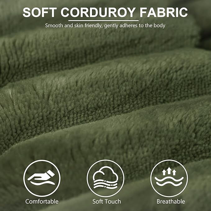 71" Corduroy Loveseat Sofa, 3-Seater Cloud Couch, Boneless Couch in a Box, Comfy Deep Seat Sofa with Memory Foam, Pillows and Wide Armrests, Modern Small Couches for Small Spaces, No Assembly (Green)