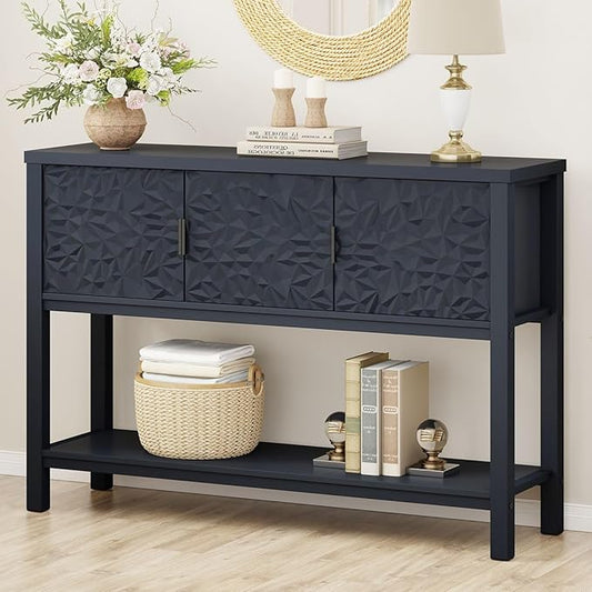 FATORRI Console Table for Entryway, Modern Sofa Table with Storage, Entry Tables with Shelf for Living Room Hallway (47.24 Inch Wide, Navy Blue)