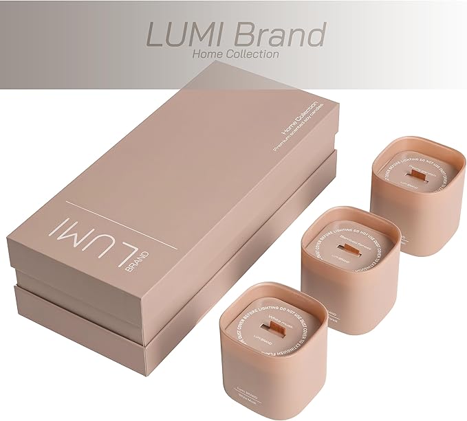 Set of 3 Premium Scented Soy Candles Gift Set | Home Collection – White Musk, Bamboo Forest & Peony Garden | Crackling Wood Wick | Luxurious Candle Set for Relaxation, Home Décor & Gifts | 9.8oz Each