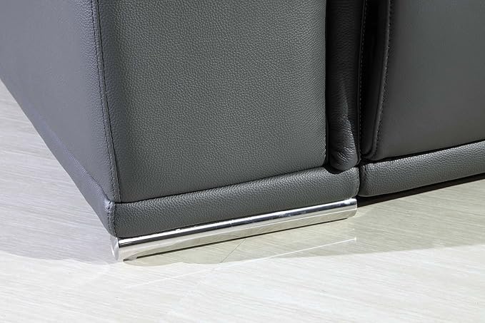 Blackjack Furniture Venice Top Grain Italian Leather Power Recliner Chair with Adjustable Headrest Modern Luxury Seating for Living Room Lounge, Dark Grey