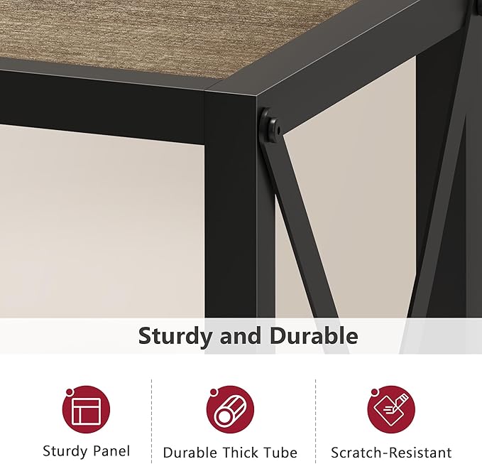 Tajsoon Console Table 41.8”, 2-Tier Industrial entryway Table, Narrow Sofa Table with Shelves, Entrance Table for Entryway, Hallway, Living Room, Foyer, Corridor, Office, Grey & Black