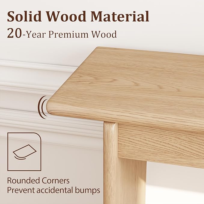 AQIMUELE Wood Console Table for Entryway, Mid Century Modern Console Table, Natrual Sofa Table for Living Room, Hall Way, Natrual Color