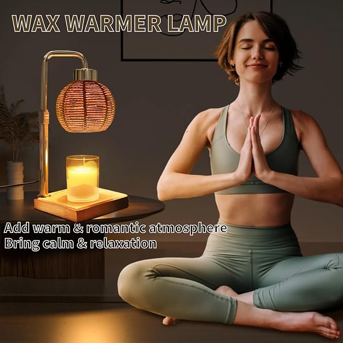 Candle Warmer Lamp - Electric Candle Lamp with Timer, Adjustable Dimmable & Height Wax Warmer Lamp for Melting Heating Small Jar Candles Scented Candle Warmer, Gifts for Home/Bedroom Decor(Gold)