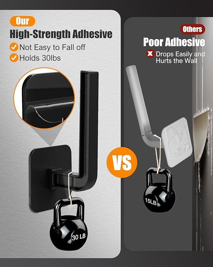 Hat Rack for Hat Storage (16-Pack), Multi-Purpose Hat Organizer, Strong Adhesive Hat Hooks for Wall Hat Organizer for Baseball Caps, Two Mounting Options Hat Hook, Black