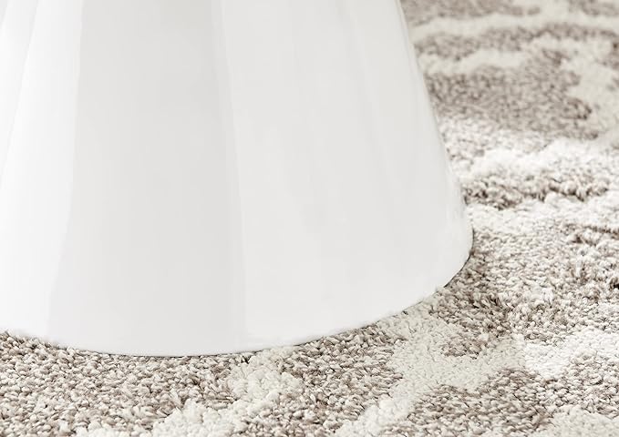 Furniturebox UK Coffee Table - Palma Round Coffee Table - Contemporary Minimalist Round Coffee Table with Tapered Central Pillar - White High-Gloss Finish - Living Room Furniture