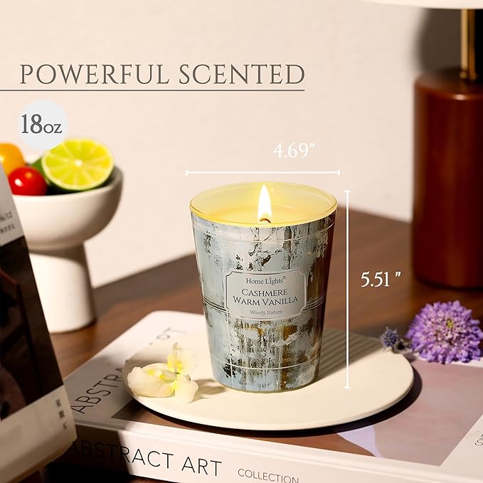 HomeLights Scented Candles for Women & Men, 6.7oz Candle Jars Aromatherapy Single Wick Candle, Ideal for Industrial Chic Home Decor and Gifts, Cashmere Warm Vanilla