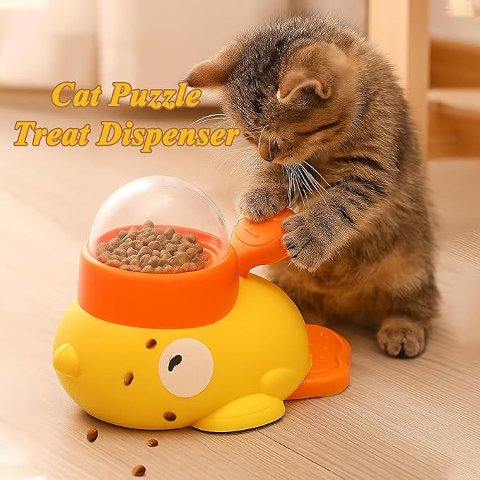 Cat Slot Machine Treat Dispenser, Duck Cat Treat Dispenser, Duck Treat Dispenser for Dogs, for Pet Healthy Eating & IQ Training (2pcs)