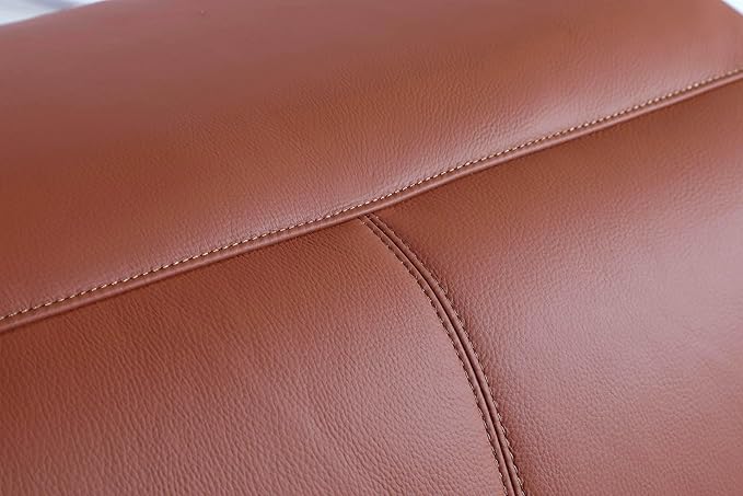 Blackjack Furniture Venice Top Grain Italian Leather Power Recliner Chair with Adjustable Headrest Modern Luxury Seating for Living Room Lounge, Camel