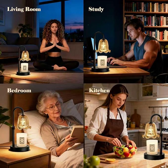 Candle Warmer Lamp with Timer Dimmer, House Warming Gifts New Home Decor, Christmas Birthday Gifts for Women Mom, Vintage Wax Warmer for Scented Wax Jar Candles with 2 Bulbs