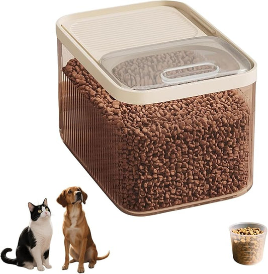 High-Capacity Pet Food Container Airtight with Cup, Dog Food Storage Container,Durable Design for Dog/Cat/Bird Food Storage, Keep Dry Food Fresh (Transparent, 30 pounds)