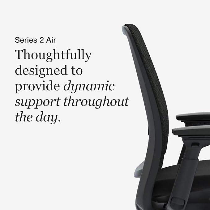 Steelcase Series 2 Office Chair - Ergonomic Work Chair with Wheels for Hard Flooring - with Back Support, Weight-Activated Adjustment & Arm Support - Adjustable Rolling Chairs for Desk - Licorice