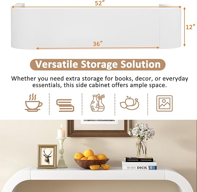 Merax Modern Entryway Table, White Rounded Silhouette and Smooth Surface Console Table for Living Room, Hallway and Bedroom