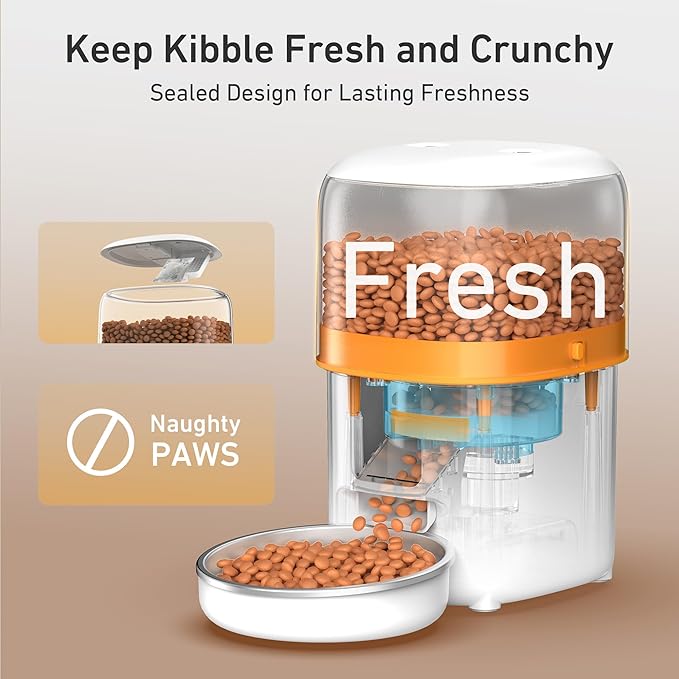 Automatic Cat Feeders - 3L Cat Food Dispenser Easy to Use, Timed Automatic Pet Feeder with Over 180-day Battery Life, 1-6 Meals Dry Food Programmable Portion Control Also for Dogs