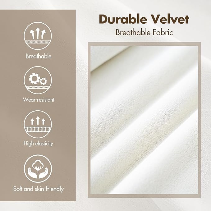 Beige and Gold Modern Dining Chairs Set of 6, Velvet Upholstered Barrel Armchairs with Metal Legs for Kitchen Island, Mid Century Accent Chairs for Dining Room Living Room, Open-Back