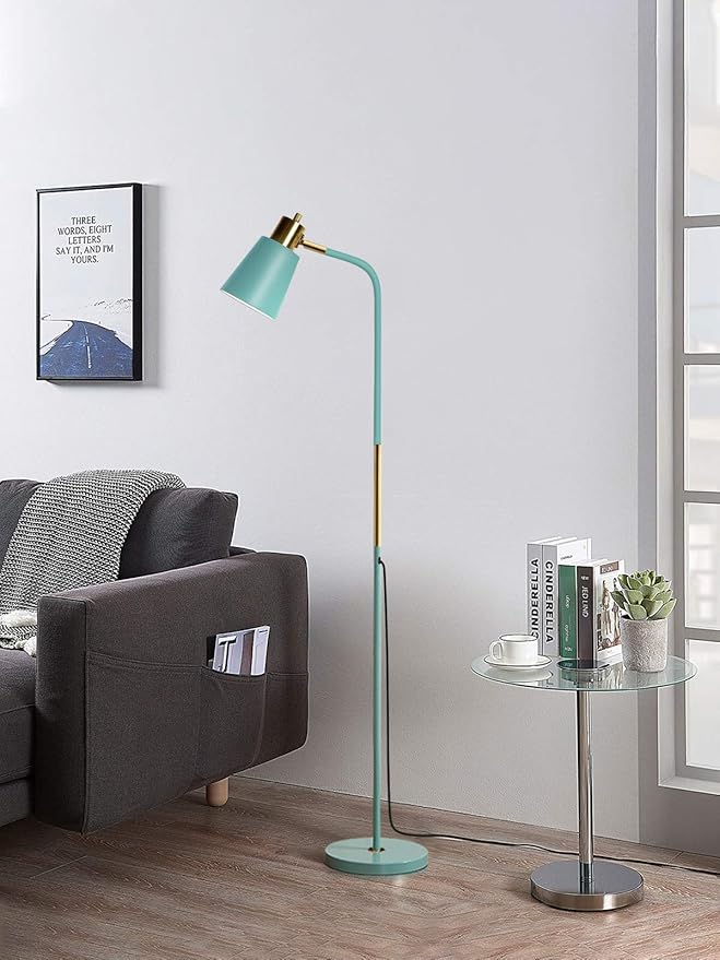 Floor Lamp, Industrial Floor Lamps for Living Rooms Rustic Farmhouse Reading Standing Floor Lamp Adjustable Metal Heads Indoor Task Lighting for Living Room Bedroom Office Home Décor (Green)