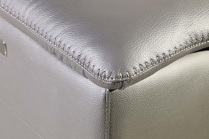 Blackjack Furniture Venice Top Grain Italian Leather Power Recliner Chair with Adjustable Headrest Modern Luxury Seating for Living Room Lounge, Dark Grey