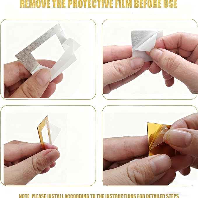 Frameless DIY Wall Clock – Large Modern 3D Mirror Wall Clock with Numbers Stickers, DIY Clock Kit for Home, Living Room, Bedroom, Office Wall Decor(Gold)