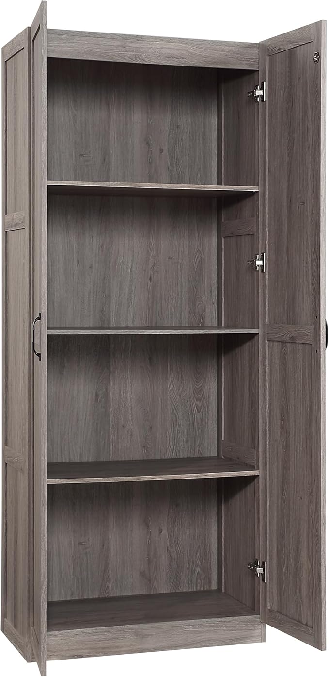 Manhattan Comfort Hopkins Modern Freestanding Storage Cabinet with 4 Adjustable Shelves & Soft Close Doors, Tall Multipurpose Organizer for Kitchen, Pantry, Garage, Mudroom, Set of 1, Grey
