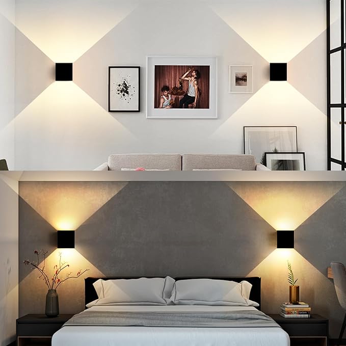 LED 15W Outdoor Wall Lights Exterior/Interior 3 Colors Adjustable Wall Light Fixture IP65 Waterproof Porch Exterior Wall Sconce Modern Outdoor Lighting Square Aluminum Black Up and Down Lights