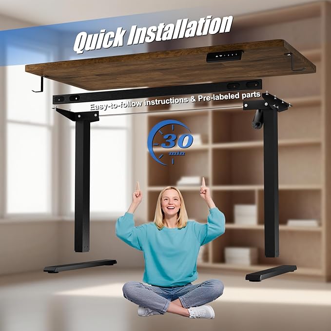 Whole Piece Standing Desk with Wheels Adjustable Height- Mobile Stand up Desk with Lockable Casters, Portable Sit Stand Desks Electric for Home & Office Workstation