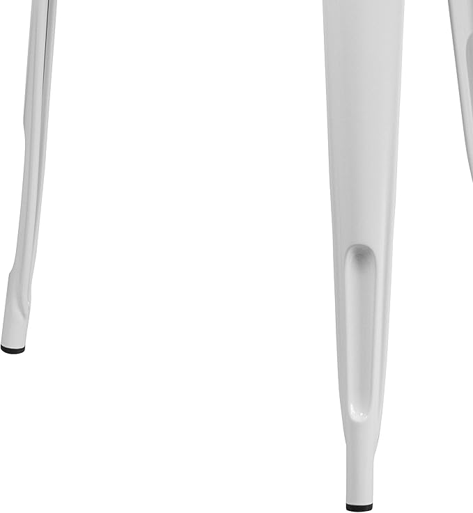 EMMA + OLIVER Commercial Grade 31.5" Square White Metal Indoor-Outdoor Table