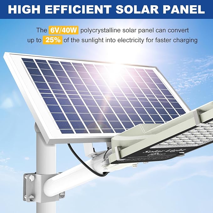 6000W Solar Street Lights Outdoor - 6500K Solar Parking Lot Lights Commercial Dusk to Dawn, Heavy Duty Split Type LED Solar Street Light Remote Control, Street Lights Solar Powered for Yard (2Pack)