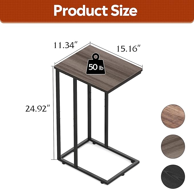 WLIVE Side Table Set of 2, C Shaped End Table Sets, Small Sofa Side Tables Bedroom, Living Room, Home Office, 2-Tier Couch Bedside Table for Small Spaces, A-Grey