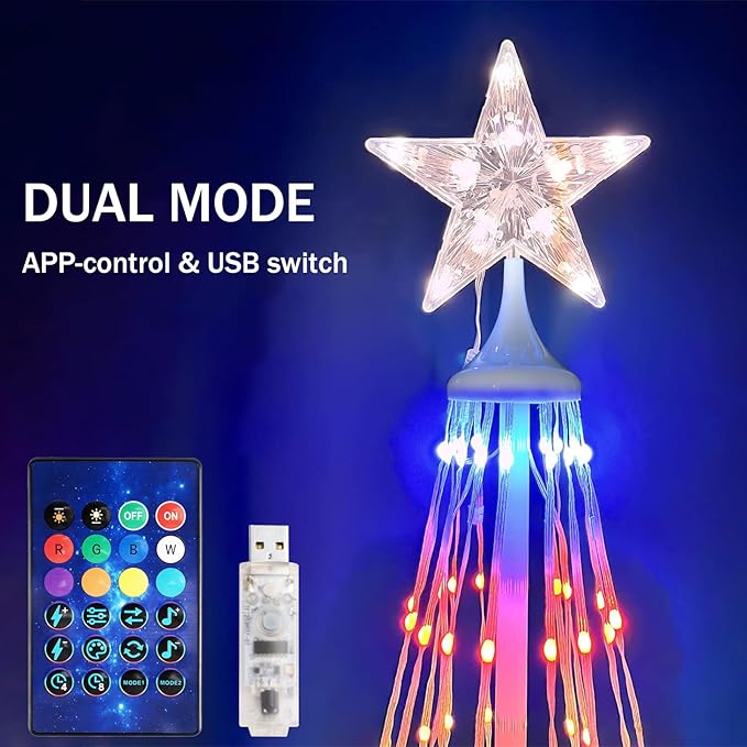 Smart Lighted Christmas Tree, 7FT 285 LED Christmas Cone Tree with App & USB Control, Color Changing Prelit Xmas Tree Timer Music Sync for Indoor Outdoor Decor