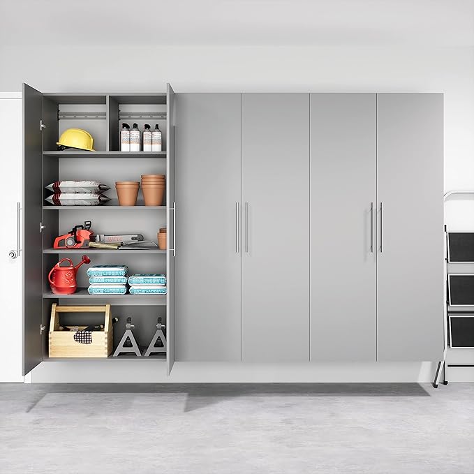 Prepac HangUps Large Storage Cabinet - Immaculate Light Gray 36" Cabinet with Storage Shelves and Doors; Ideal for Bin and General Storage Solutions