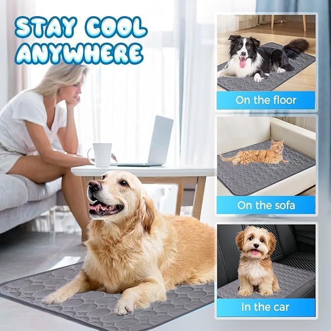 2025 Portable Dog Cooling Mat - Washable Pet Cooling Pad for Dogs & Cats - Ideal for Home & Outdoor Use (Dark Grey, 27.6" L x 21.7" W) - Keeps Pets Cool & Comfortable