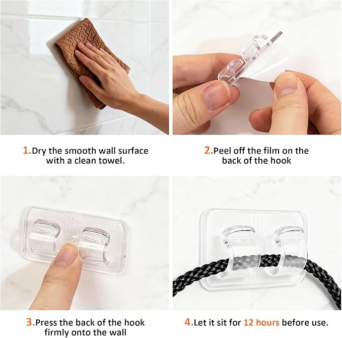 Light Clips Hooks for Outside String Lights, 30 Pcs Adhesive No Drill Light Hangers - Outdoor Patio Balcony Decor Fence - Rope Led Light Strip Christmas Decor Hooks