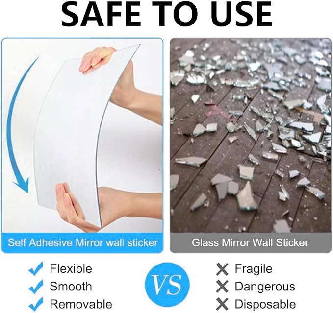 DARENYI Acrylic Mirror Sheet for Wall, 15.7" x 19.6" Large Rectangular Mirror Tiles Frameless Wall Mounted Mirror Self-Adhesive Mirror Stickers for Vanity Bedroom Home Decor