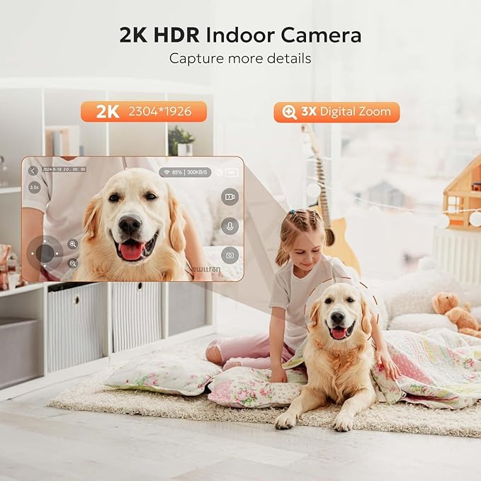 owltron 4pcs Indoor Pan/Tilt Security Camera 2K, Smart Cam for Home Security with Motion Detection, 2.4G WiFi with Phone APP, Baby/Pet Camera with IR Night Vision & Two Way Talk