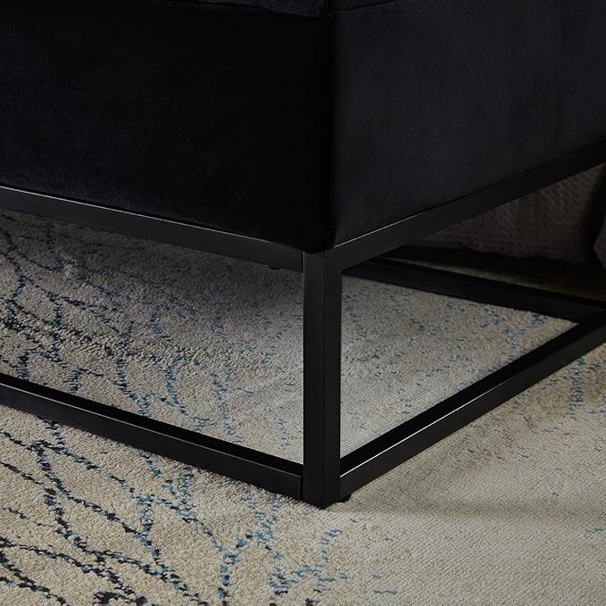 mikibama Velvet Storage Bench,58.6" Long Ottoman with Storage for Living Room,Tufted Storage Benches for Bedroom End of Bed,Entryway,Rectangle Window Seating Bench with Storage. (Velvet Black)