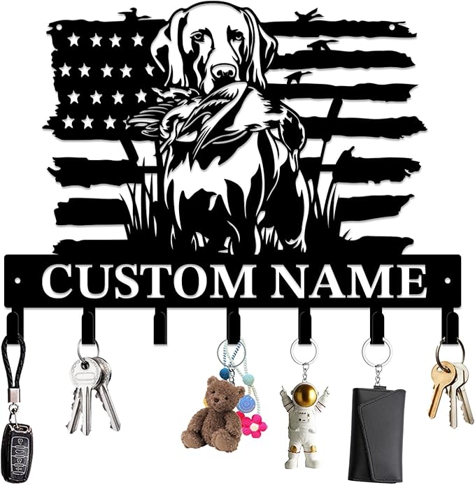 Personalized Custom Name Hunting Deer Wall Key Hooks,Metal Hunting Art Clothes Hooks,Metal Hunting Wall Home Storage Decorative,Hunter For Front Door, Hallway, Kitchen, Bedroom,Keys,Hats (Style C)