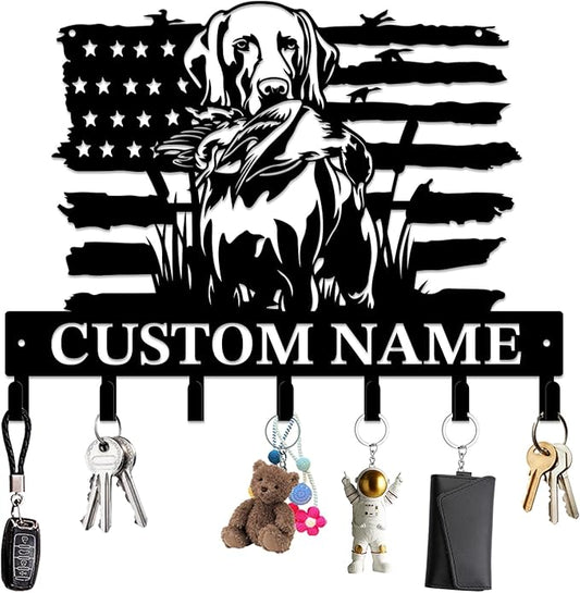 Personalized Custom Name Hunting Deer Wall Key Hooks,Metal Hunting Art Clothes Hooks,Metal Hunting Wall Home Storage Decorative,Hunter For Front Door, Hallway, Kitchen, Bedroom,Keys,Hats (Style C)