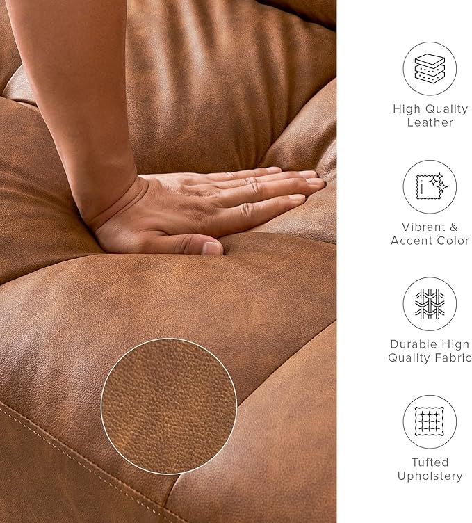 mopio 76.4" Futon Sofa Bed, Couch, Loveseat, Sleeper Sofa, Mid Century Modern Futon Couch, Sofa Cama, Couches for Living Room (Aaron PU, Pecan Brown)