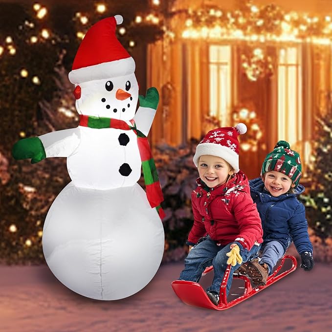 Mimi Funn 4FT Christmas Snowman Inflatables Blow Up Yard Decorations, Christmas Blow Up Snowman with Colorful Scarf for Indoor Outdoor Yard Garden Decorations