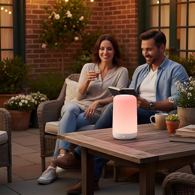 Smart Touch Bedside Table Lamp [Multi-Color & Warm Lights], 3600mA Cordless Small Table Lamp Rechargeable, 7 Colors & Fully Dimmable LED Night Lights for Bedroom Nightstand Nursery Living Room