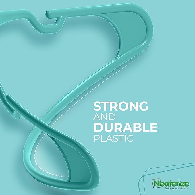 NEATERIZE Clothes Hangers 20 Pack Aqua - Plastic Hangers - Ganchos Colgar Ropa