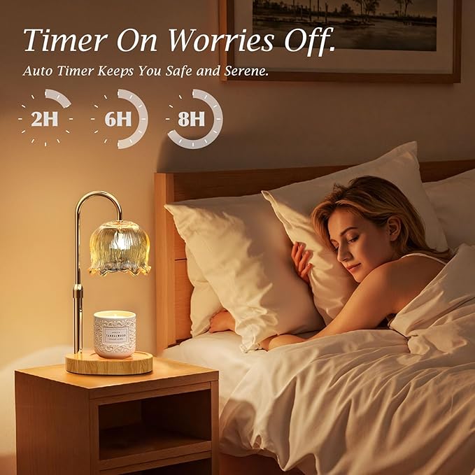 Candle Warmer Lamp with Timer Gifts for Mom, Adjustable Height Vintage Wax Warmer Lamp for Scented Candles Modern Farmhouse Decor, House Warming Gifts New Home Essentials