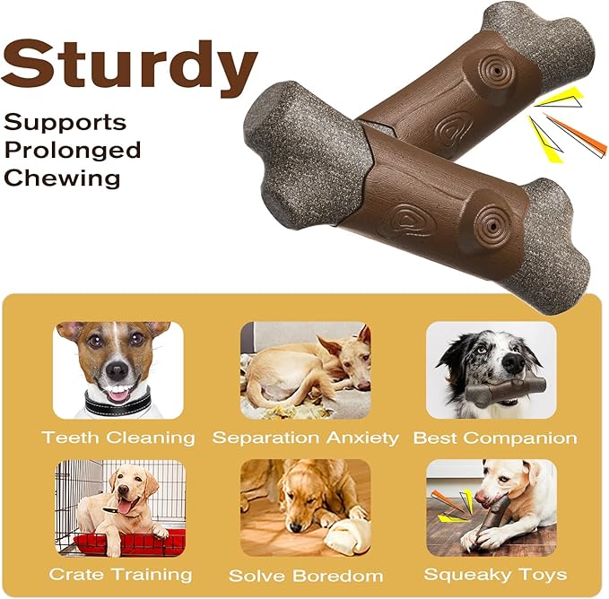 Dog Toys Chewers,Dog Chew Toy for Aggressive Chewers Branch,Squeaky Dog Toy Interactive